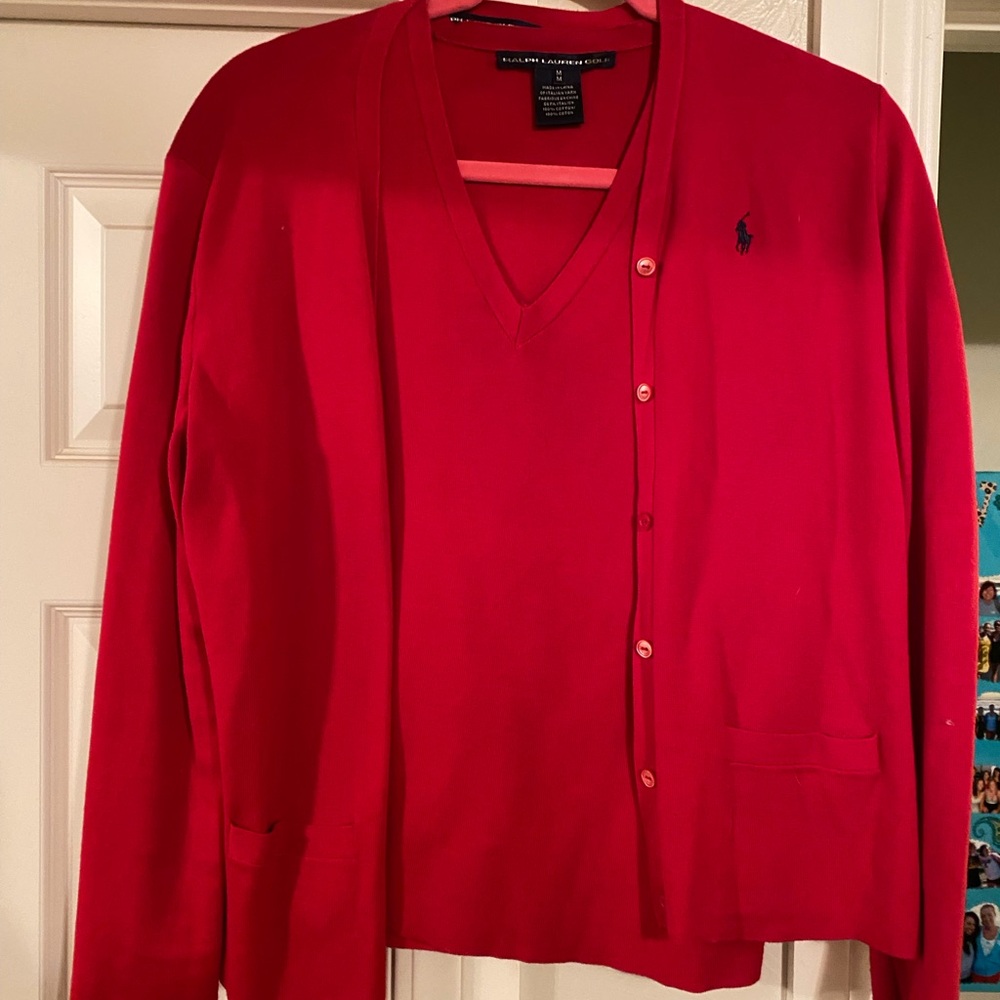 Polo by Ralph Lauren Red V-Neck Sweater